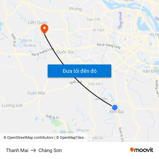 Thanh Mai to Chàng Sơn map