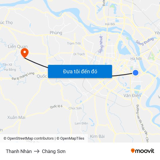 Thanh Nhàn to Chàng Sơn map