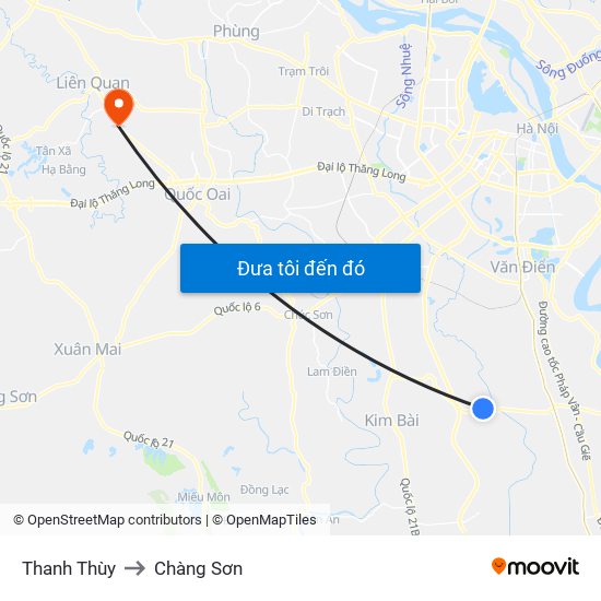 Thanh Thùy to Chàng Sơn map