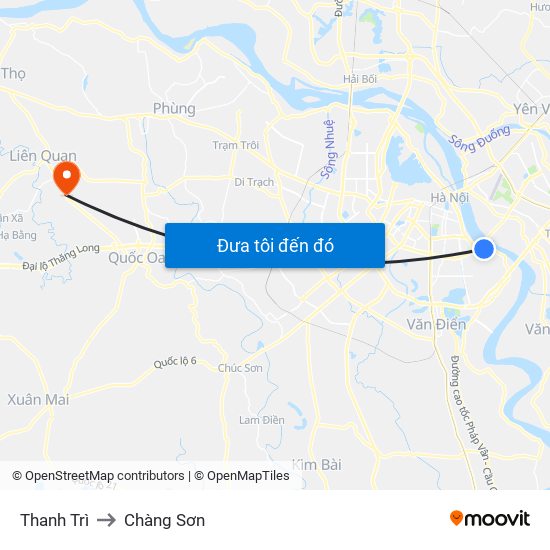 Thanh Trì to Chàng Sơn map