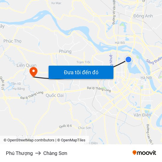 Phú Thượng to Chàng Sơn map