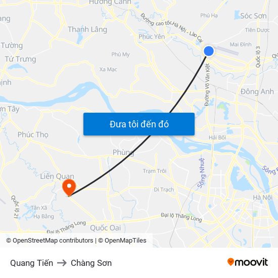 Quang Tiến to Chàng Sơn map