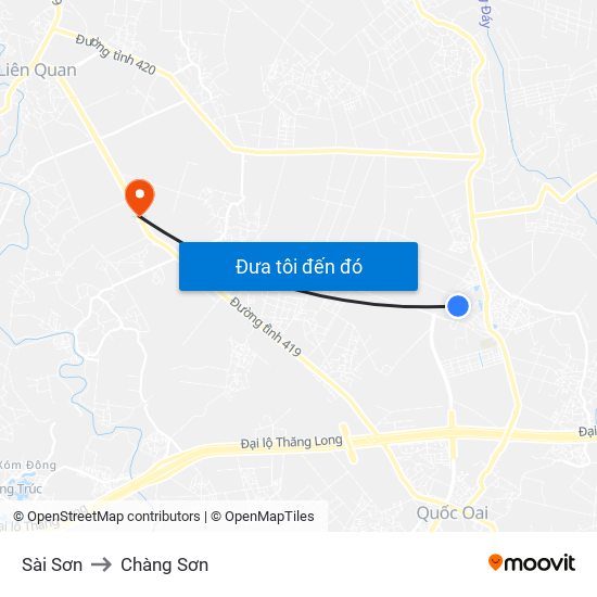 Sài Sơn to Chàng Sơn map