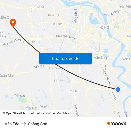 Vân Tảo to Chàng Sơn map