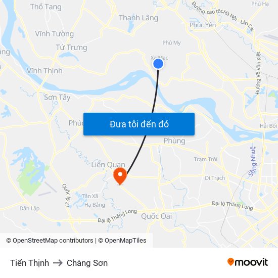 Tiến Thịnh to Chàng Sơn map