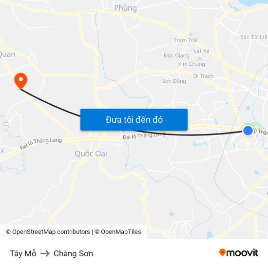 Tây Mỗ to Chàng Sơn map