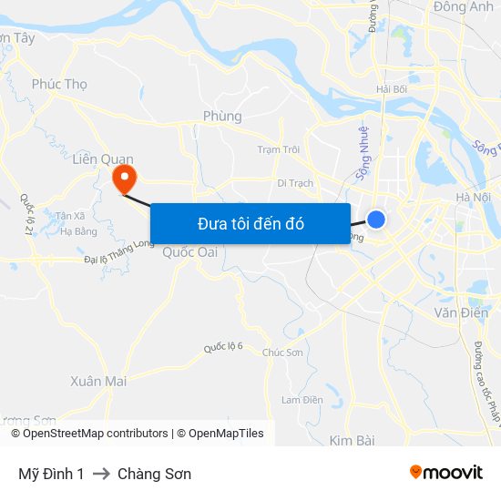 Mỹ Đình 1 to Chàng Sơn map