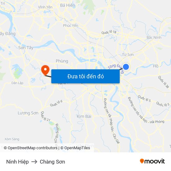 Ninh Hiệp to Chàng Sơn map