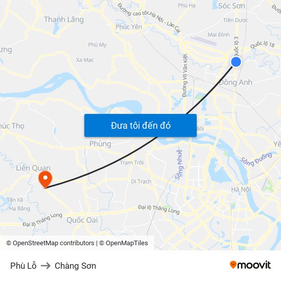 Phù Lỗ to Chàng Sơn map