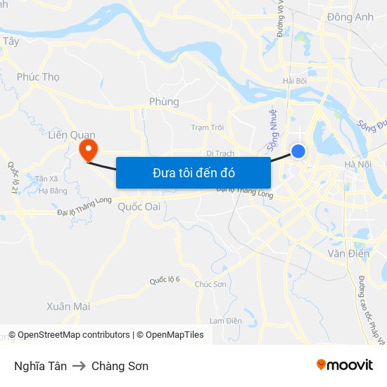 Nghĩa Tân to Chàng Sơn map