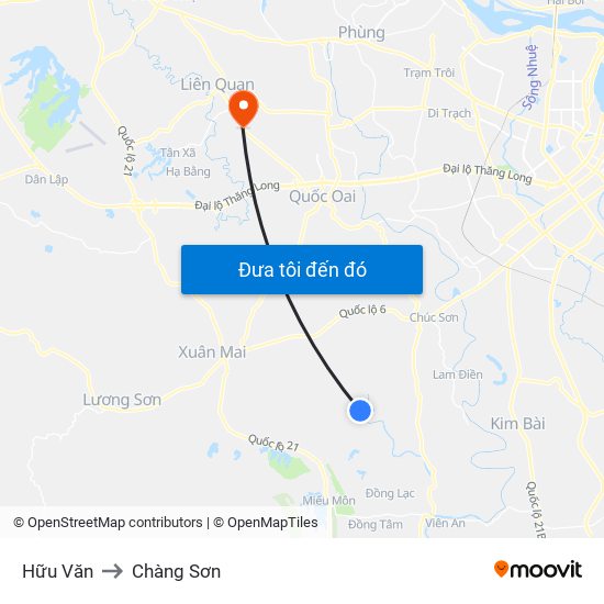 Hữu Văn to Chàng Sơn map