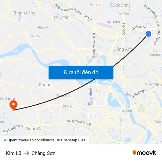 Kim Lũ to Chàng Sơn map