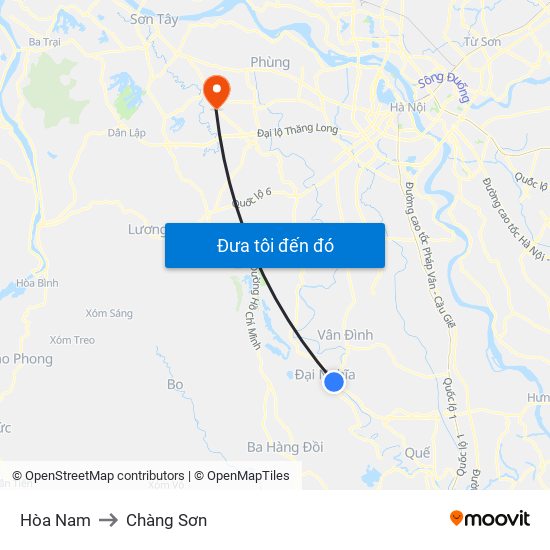 Hòa Nam to Chàng Sơn map