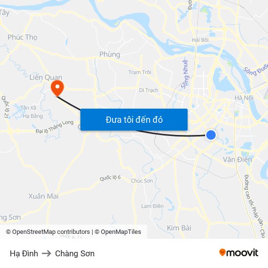 Hạ Đình to Chàng Sơn map