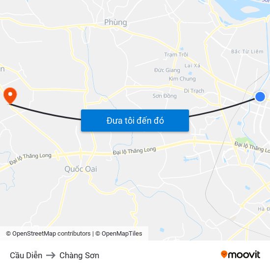 Cầu Diễn to Chàng Sơn map