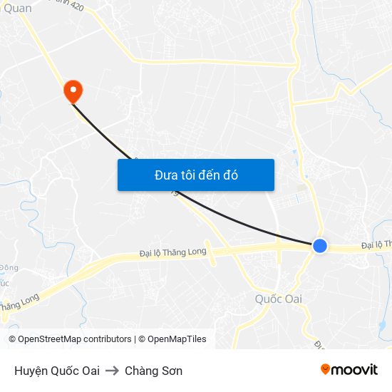 Huyện Quốc Oai to Chàng Sơn map