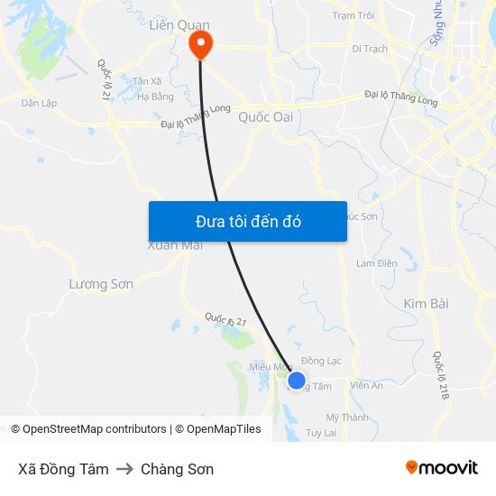 Xã Đồng Tâm to Chàng Sơn map