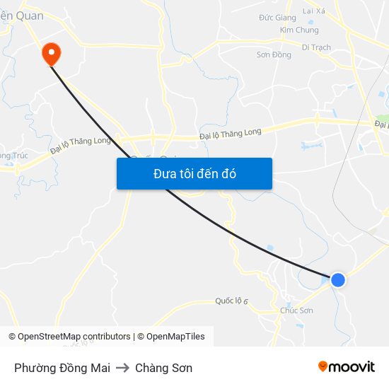 Phường Đồng Mai to Chàng Sơn map