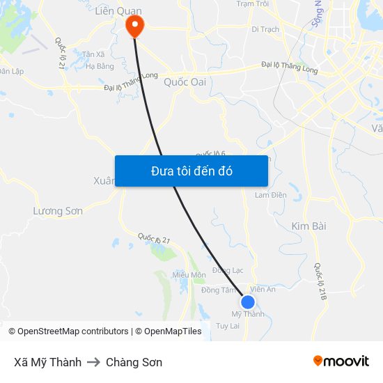 Xã Mỹ Thành to Chàng Sơn map