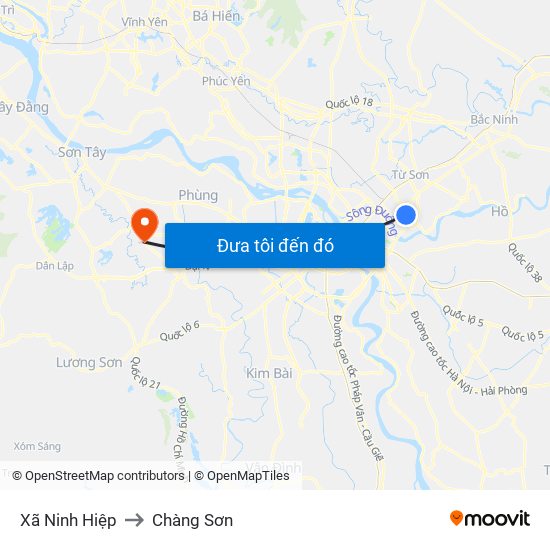 Xã Ninh Hiệp to Chàng Sơn map