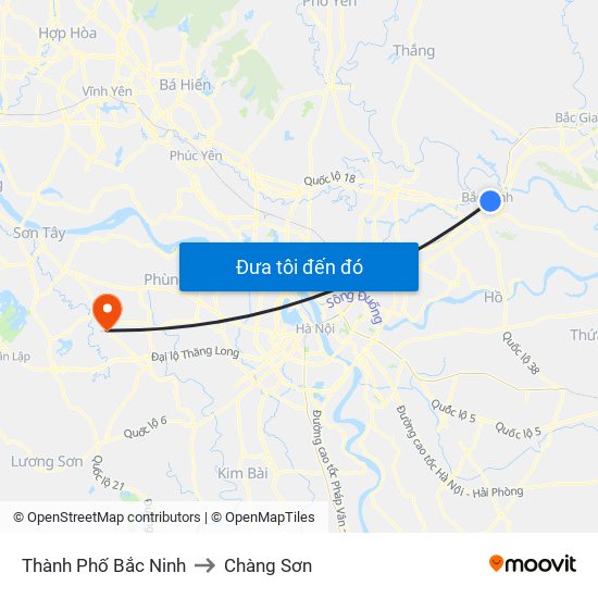 Thành Phố Bắc Ninh to Chàng Sơn map