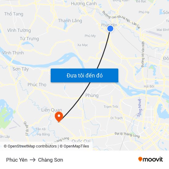 Phúc Yên to Chàng Sơn map