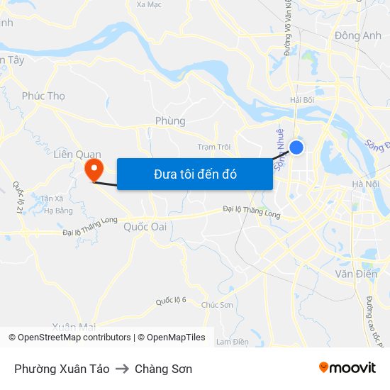 Phường Xuân Tảo to Chàng Sơn map