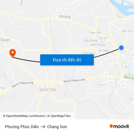Phường Phúc Diễn to Chàng Sơn map