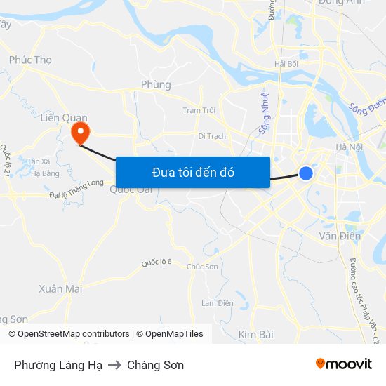 Phường Láng Hạ to Chàng Sơn map
