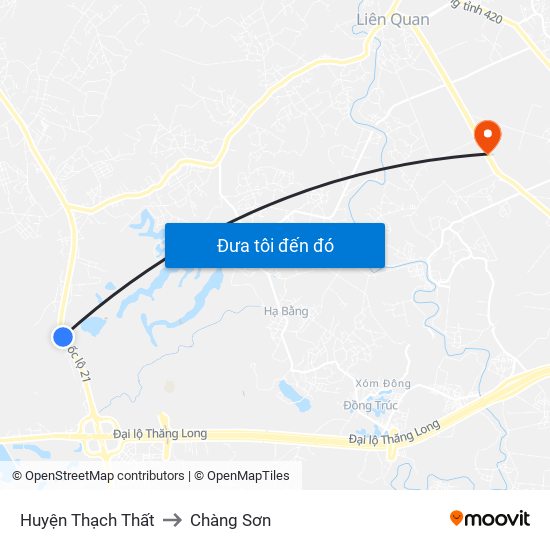 Huyện Thạch Thất to Chàng Sơn map