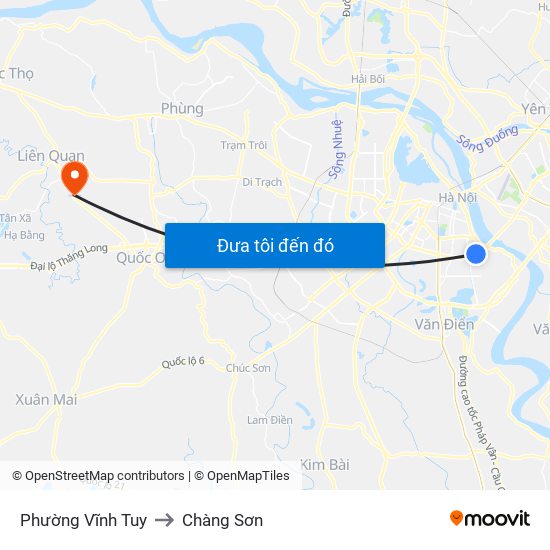 Phường Vĩnh Tuy to Chàng Sơn map