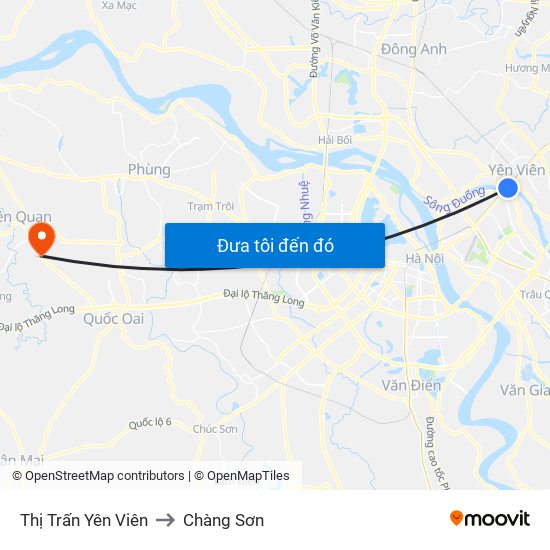 Thị Trấn Yên Viên to Chàng Sơn map