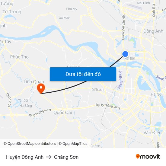 Huyện Đông Anh to Chàng Sơn map