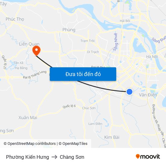 Phường Kiến Hưng to Chàng Sơn map