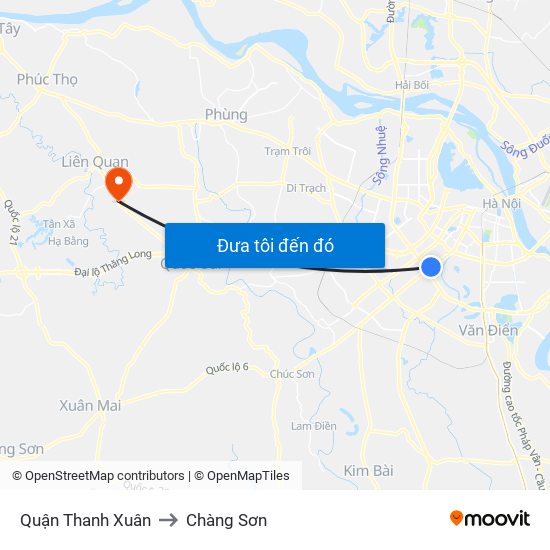 Quận Thanh Xuân to Chàng Sơn map