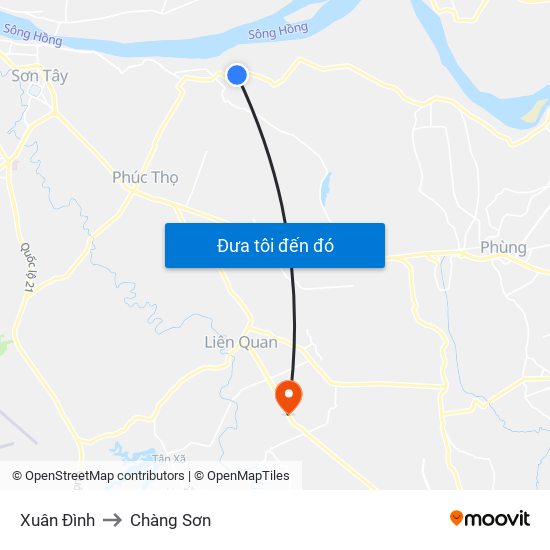 Xuân Đình to Chàng Sơn map