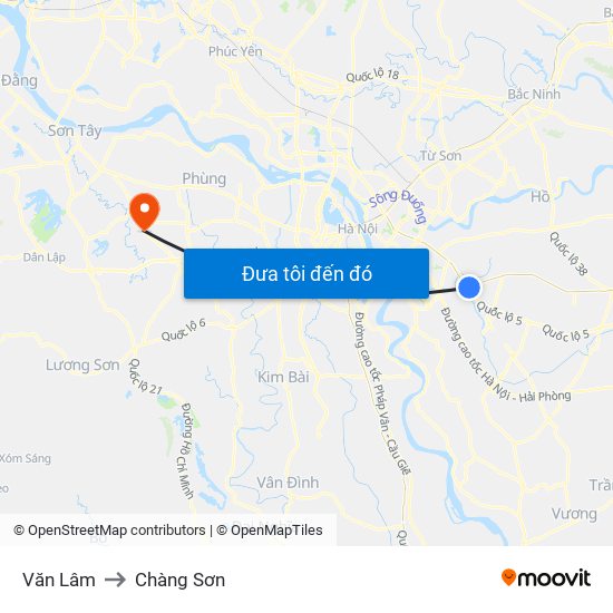 Văn Lâm to Chàng Sơn map
