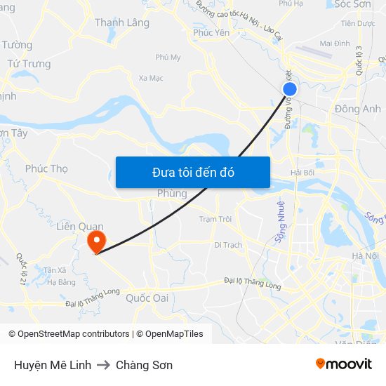 Huyện Mê Linh to Chàng Sơn map