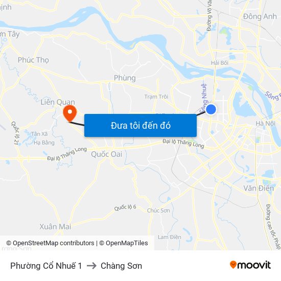 Phường Cổ Nhuế 1 to Chàng Sơn map