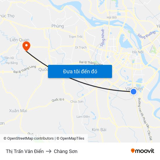 Thị Trấn Văn Điển to Chàng Sơn map