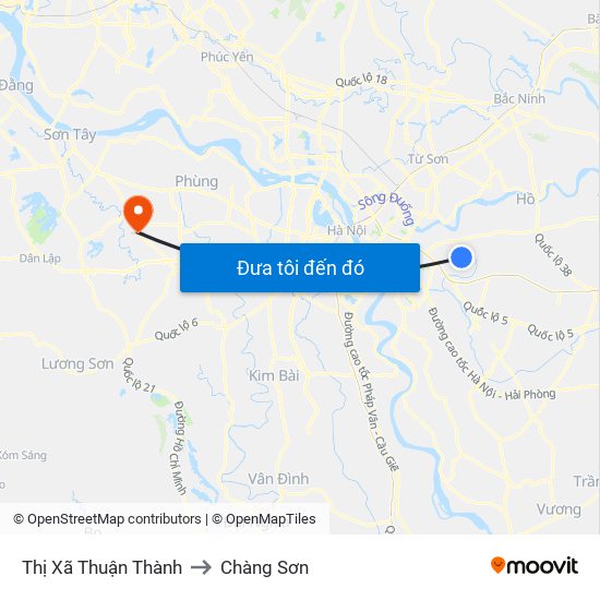 Thị Xã Thuận Thành to Chàng Sơn map
