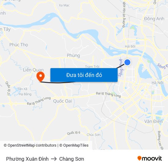 Phường Xuân Đỉnh to Chàng Sơn map