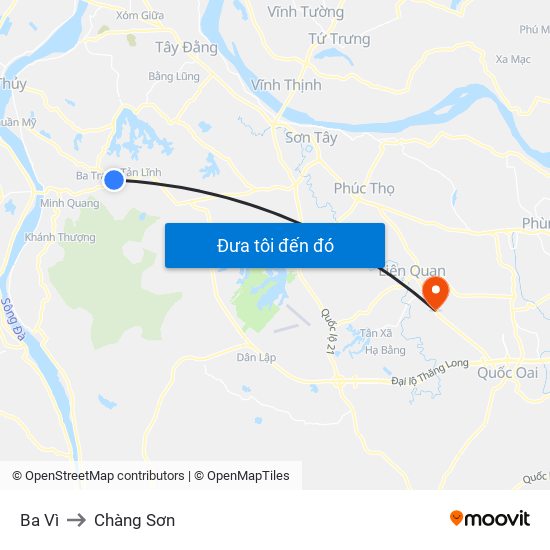 Ba Vì to Chàng Sơn map