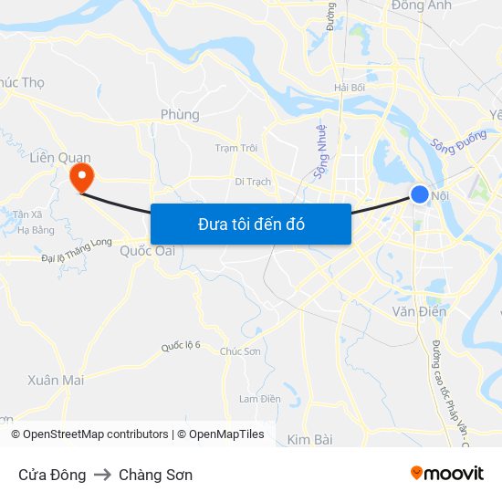 Cửa Đông to Chàng Sơn map