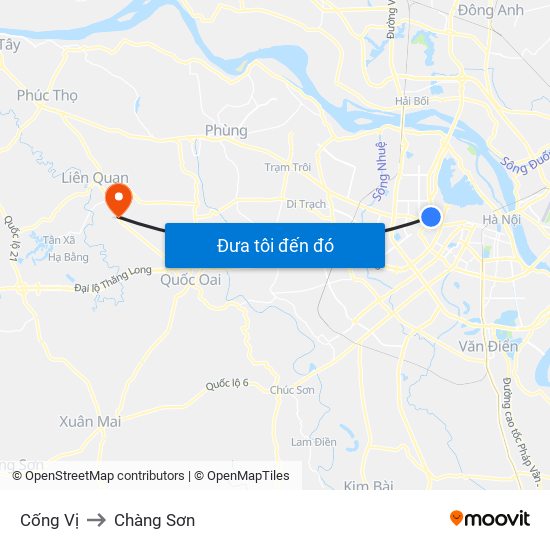 Cống Vị to Chàng Sơn map
