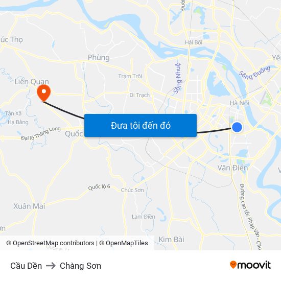 Cầu Dền to Chàng Sơn map