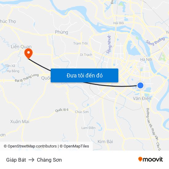 Giáp Bát to Chàng Sơn map