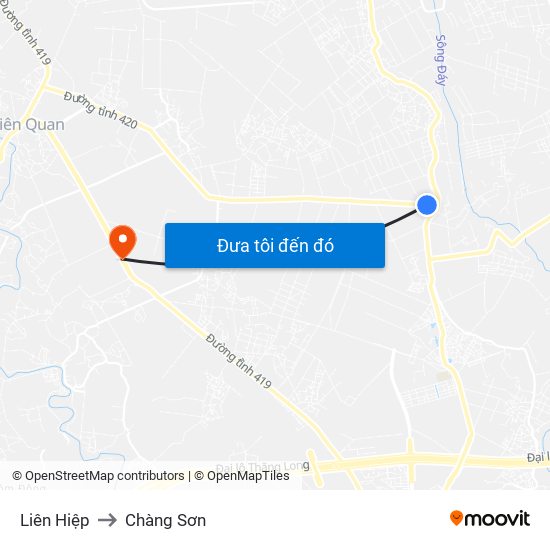 Liên Hiệp to Chàng Sơn map