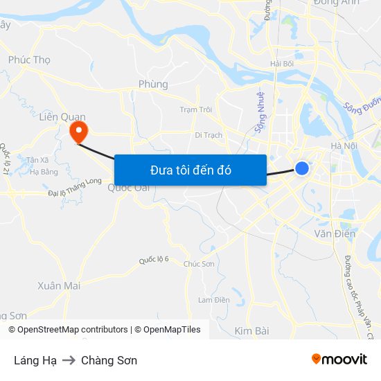 Láng Hạ to Chàng Sơn map
