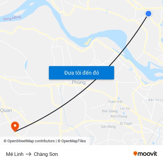 Mê Linh to Chàng Sơn map
